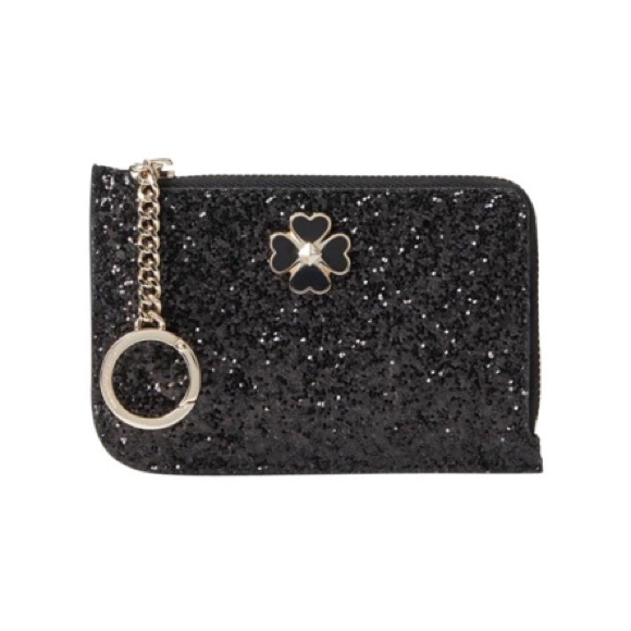 Kate Spade Black Glitter Keyring Cardholder - Picture 2 of 6